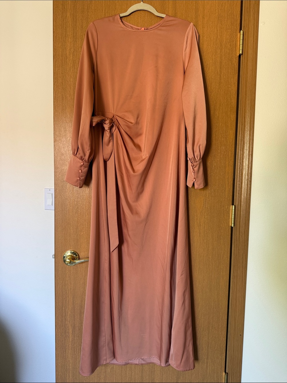 BATUL Rust/Salmon Long‑Sleeve Maxi Dress – Size Large